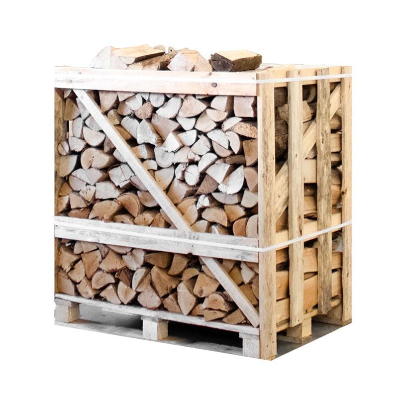Demi-Palette Bois de Chauffage Bouleau/Frêne Mélangé Séché 25cm, Prêt à Brûler