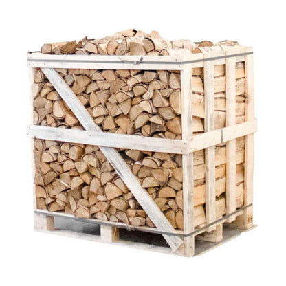 Demi-Palette Bûches de Bois de Bouleau Séché au Four Fendues 25cm Premium