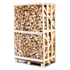 Bois de Chauffage Frêne Fendu Séché au Four, 25cm, 88 Filets Pratiques, Chaleur Durable