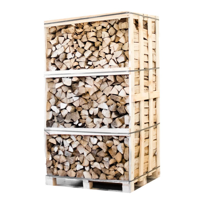 Bois de Chauffage Frêne Fendu Séché au Four, 25cm, 88 Filets Pratiques, Chaleur Durable