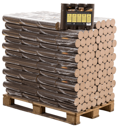 Palette de Bûches de Hêtre Rondes Pressées 96x10kg pour Chauffage Efficace