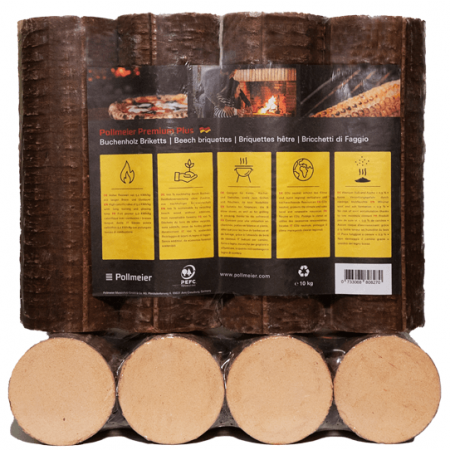 Palette de Bûches de Hêtre Rondes Pressées 96x10kg pour Chauffage Efficace